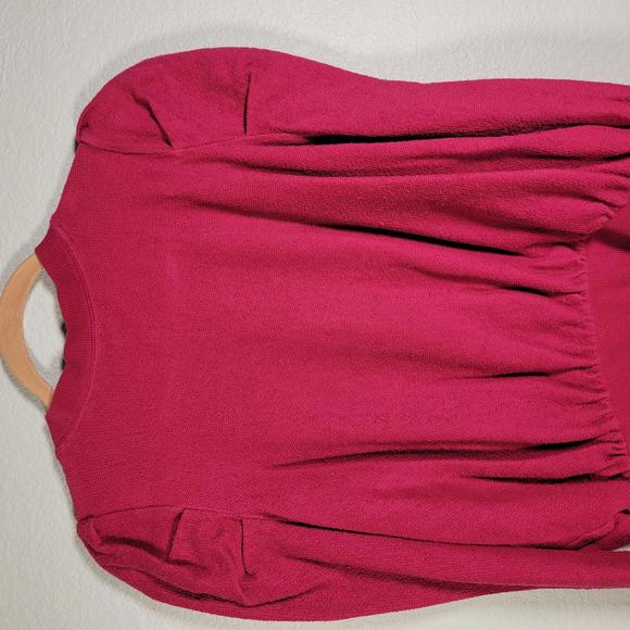 Free People Raspberry Long Sleeve Puff Shoulder Textured Shirt Women Size M - Picture 7 of 10